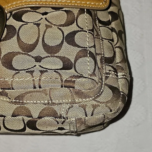 VTG Coach purse Y2K brown and patent leather yellow gold 12562 - Picture 3 of 12